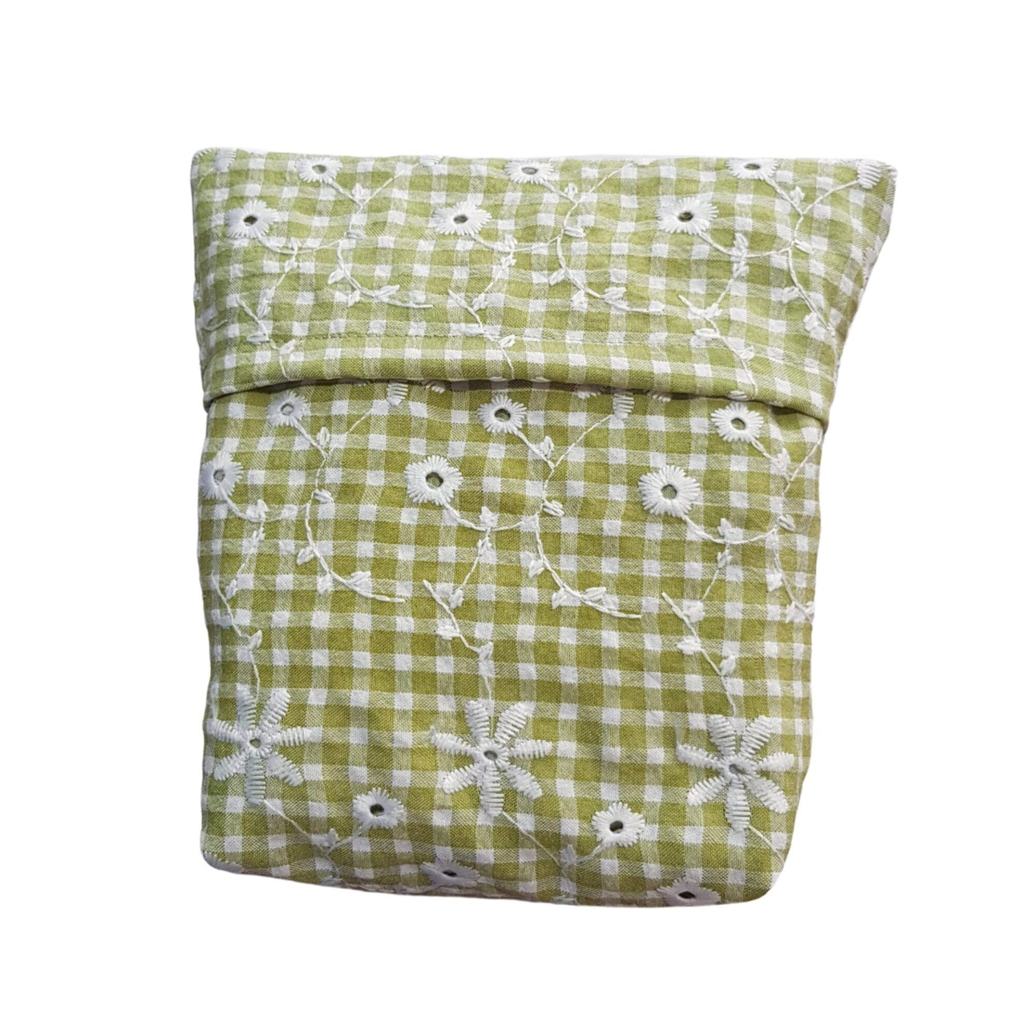 Sew Childhood Apron Style Nursing Cover Seersucker Eyelet Floral Gingham - Olive