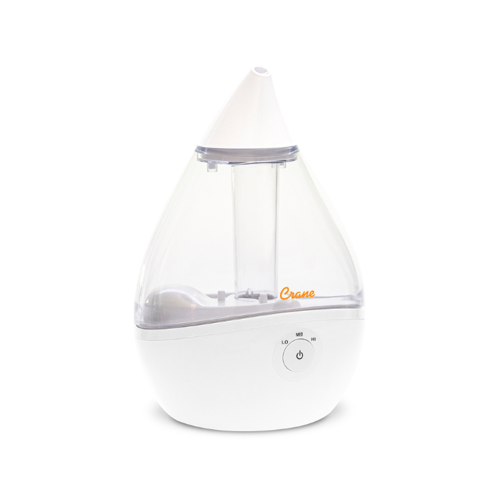 Crane Droplet Filter Free Cool Mist Humidifier with Vaporizer Function for Inhalation - Clear White