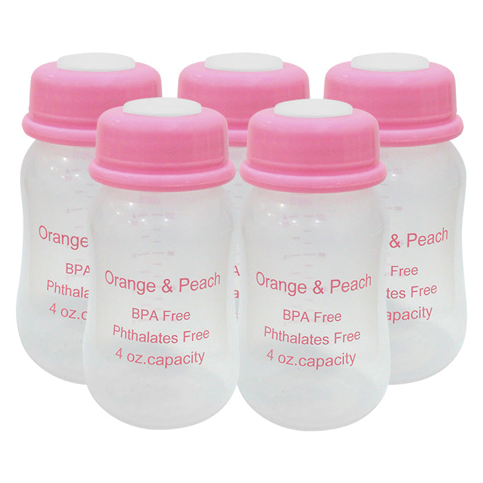 Orange and Peach Standard Neck Breastmilk Storage Bottles 4oz (5
