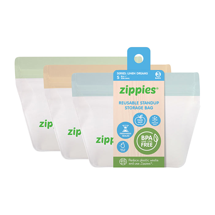 Zippies Linen Dreams Reusable Standup Storage Bag 8oz - Small (3 Pieces)