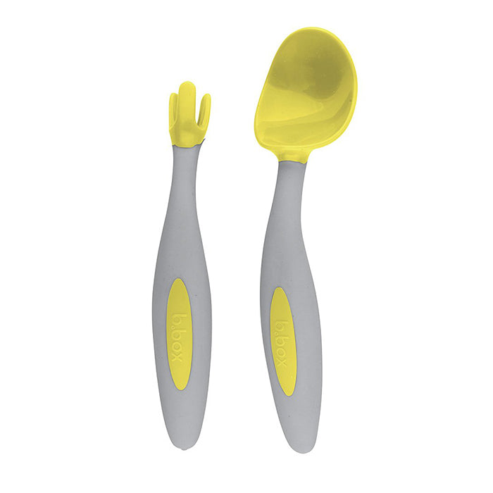 B.box Feeding Set (Sippy Cup, Cutlery Set, and Plate) - Lemon Sherbet