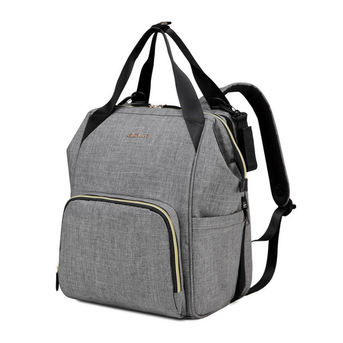 Colorland 3 in 1 Portable Baby Cot, Changing Station, Backpack - Heather Gray