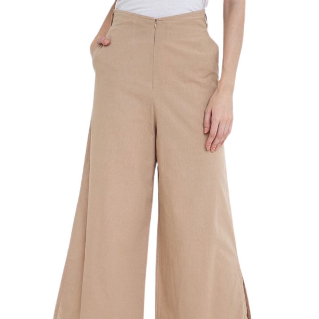Mum and Tuck Annie High-waisted Wide Leg Pants - Nude