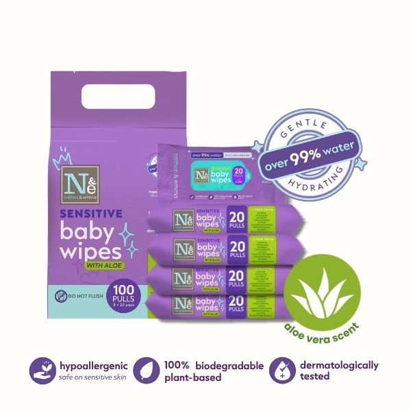 Nathan & Emma Sensitive Baby Wipes with Aloe 100 Pulls