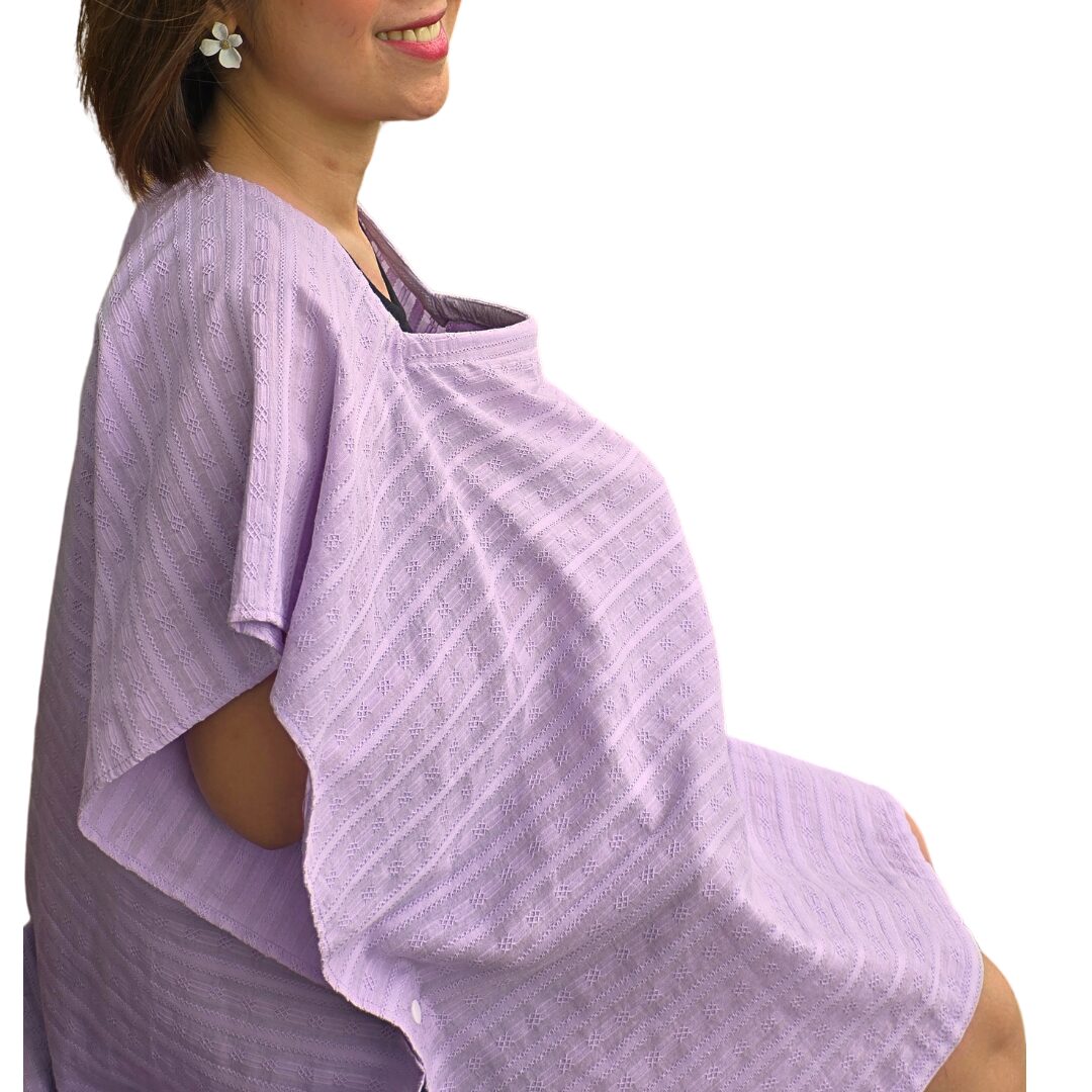 Sew Childhood Textured Cotton Poncho with Detachable Stiffener - Periwinkle
