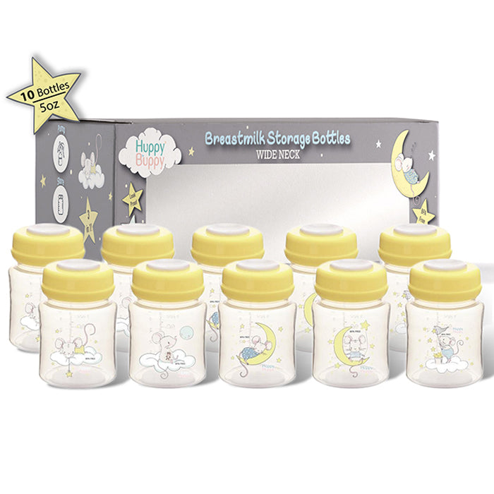 Huppy Buppy Wide Neck Milk Storage Bottle 150ml (10 Pieces )