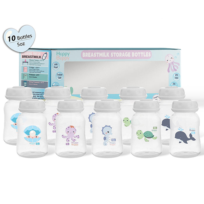 Huppy Buppy Standard Neck Milk Storage Bottle 150ml (10 Pieces)
