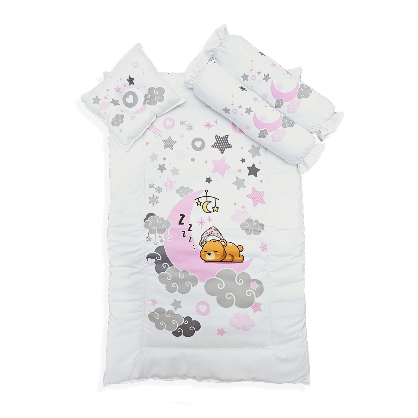 Baby Wonder Comforter with Pillow Set - Gray Sleeping Bear