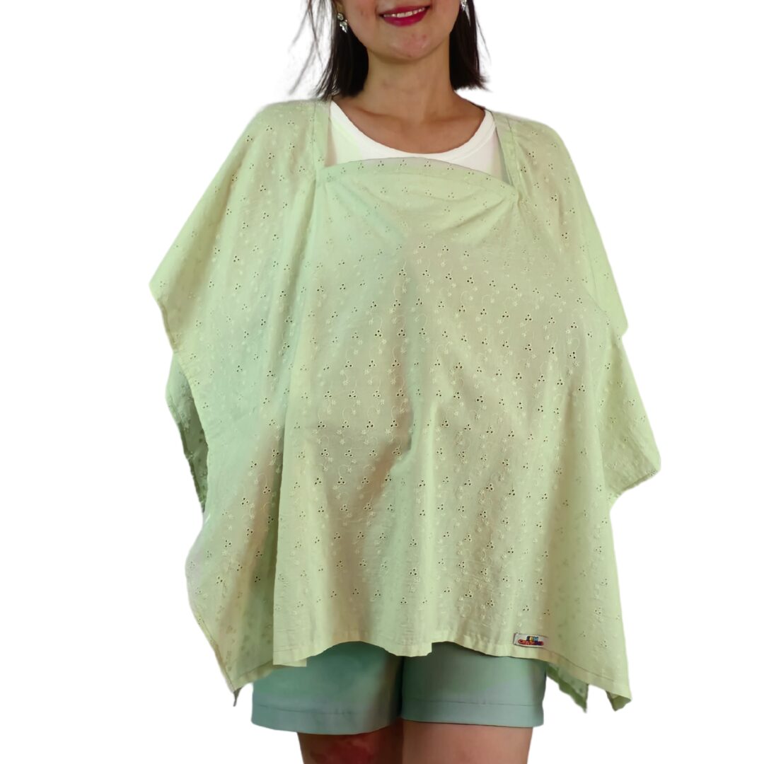 Sew Childhood Eyelet Poncho Nursing Cover with Detachable Stiffener - Pistachio