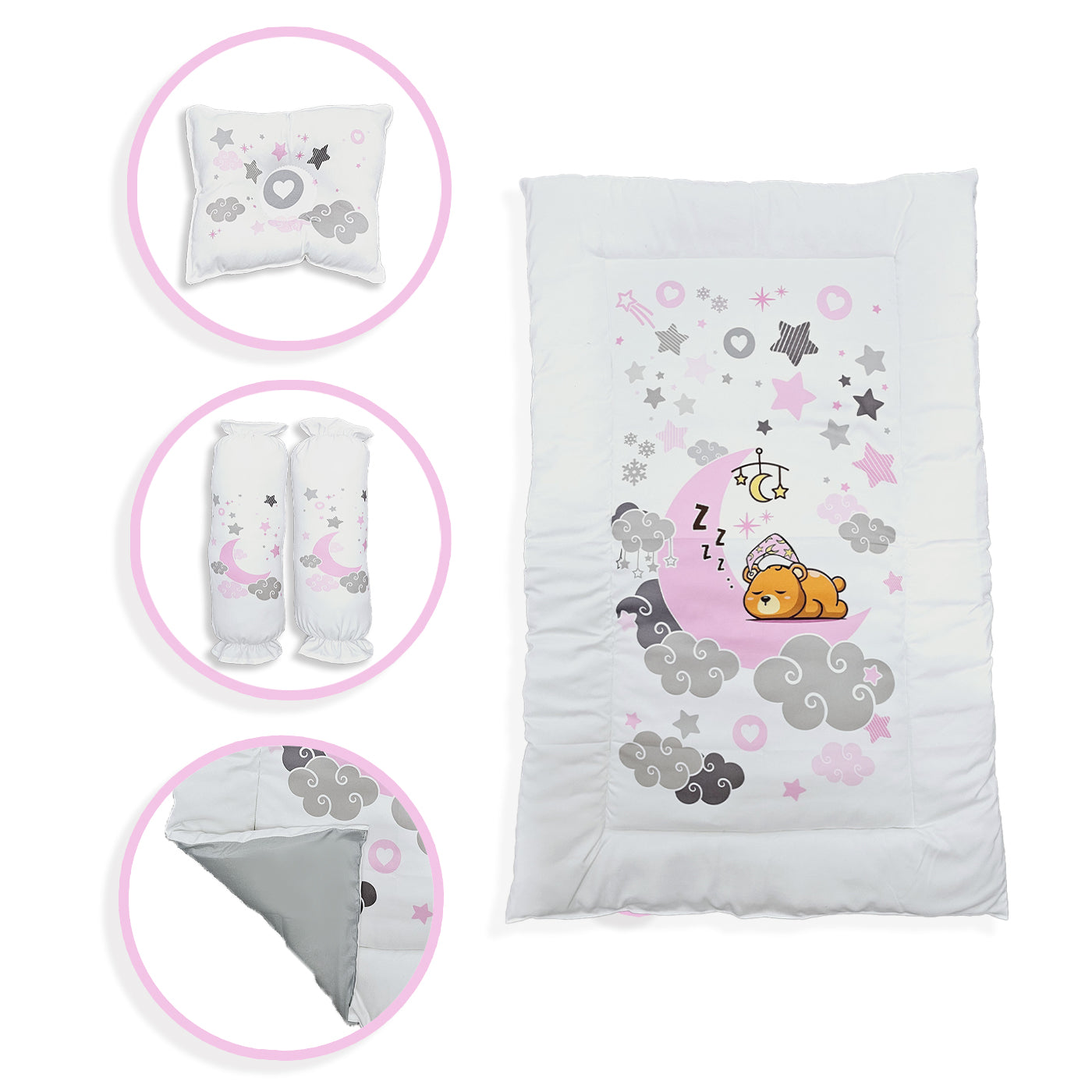 Baby Wonder Comforter with Pillow Set - Gray Sleeping Bear