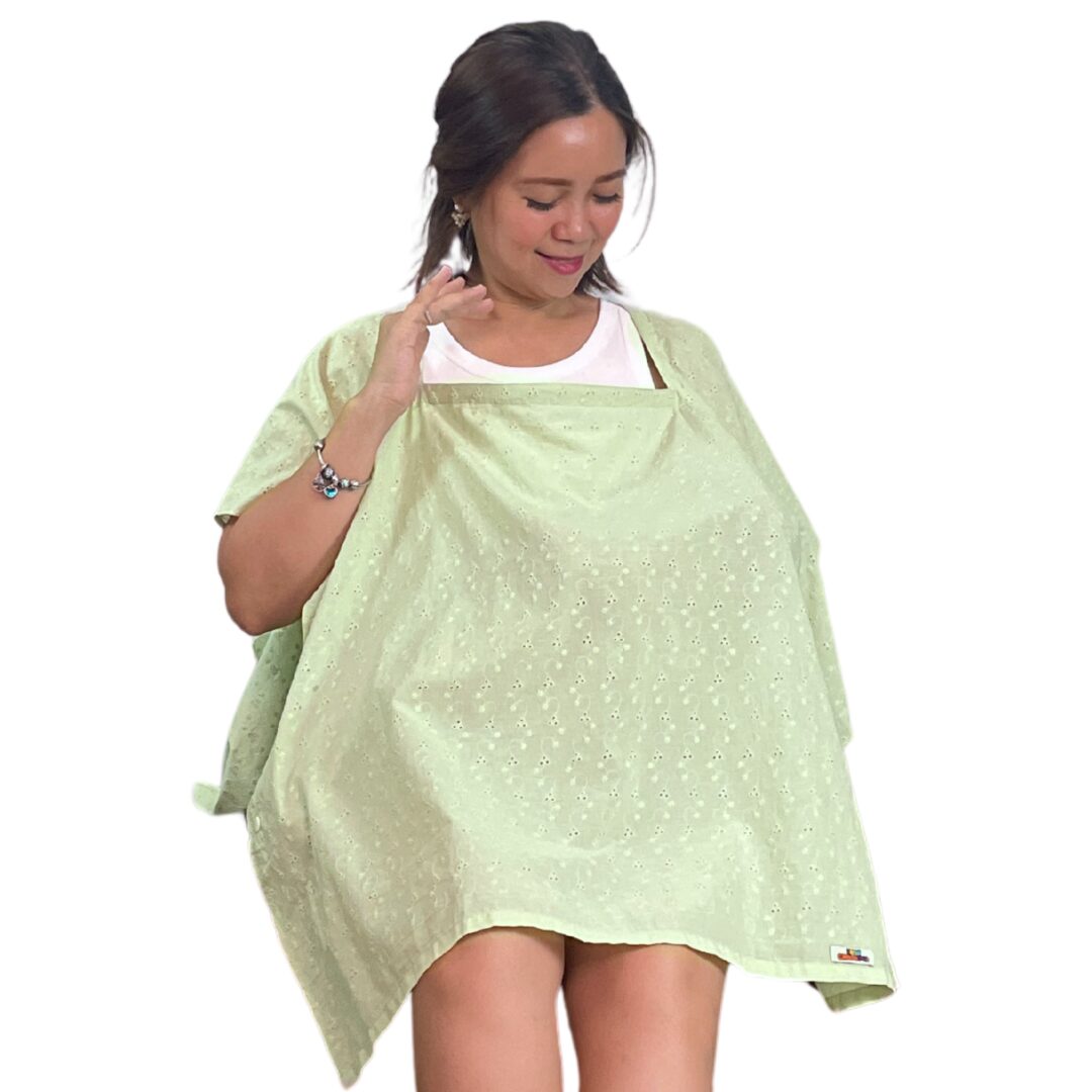 Sew Childhood Eyelet Poncho Nursing Cover with Detachable Stiffener - Pistachio