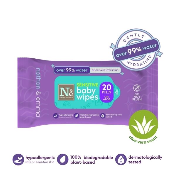 Nathan & Emma Sensitive Baby Wipes with Aloe 20 Pulls