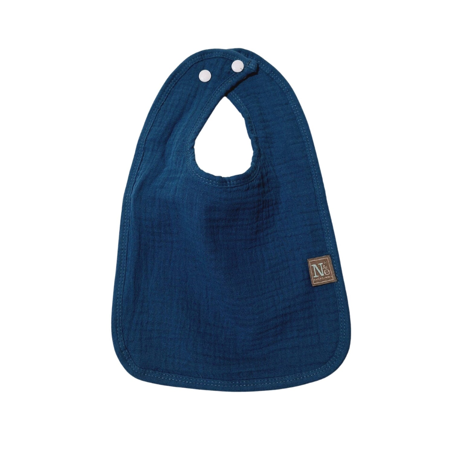 Nathan and Emma Muslin Baby Bib -  Peacock Blue