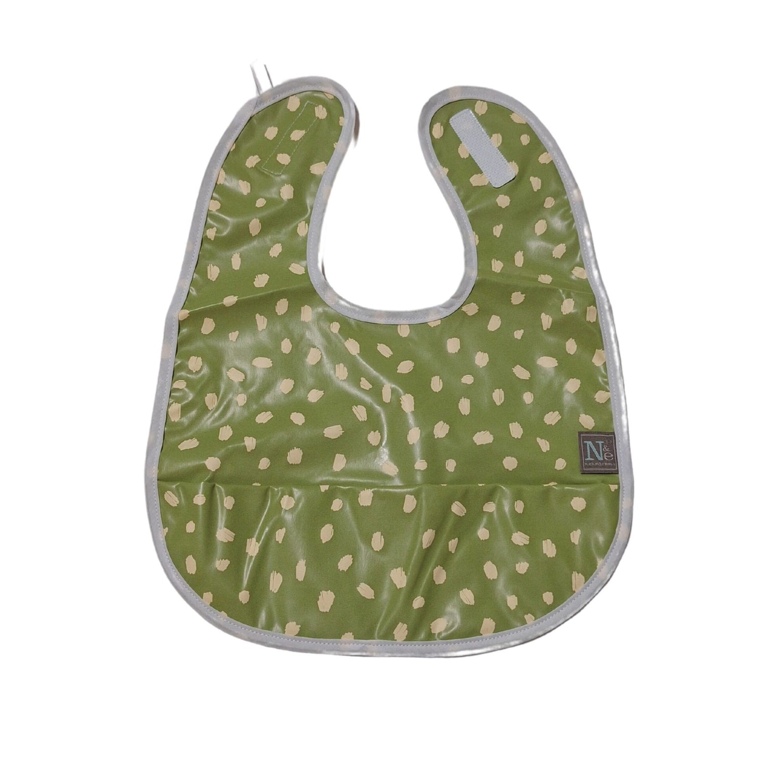 Nathan and Emma Sleeveless Baby Bib - Pastel Green with Dots