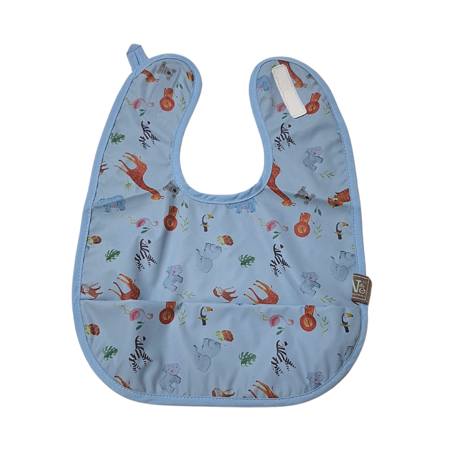 Nathan and Emma Sleeveless Baby Bib - Blue with Animals