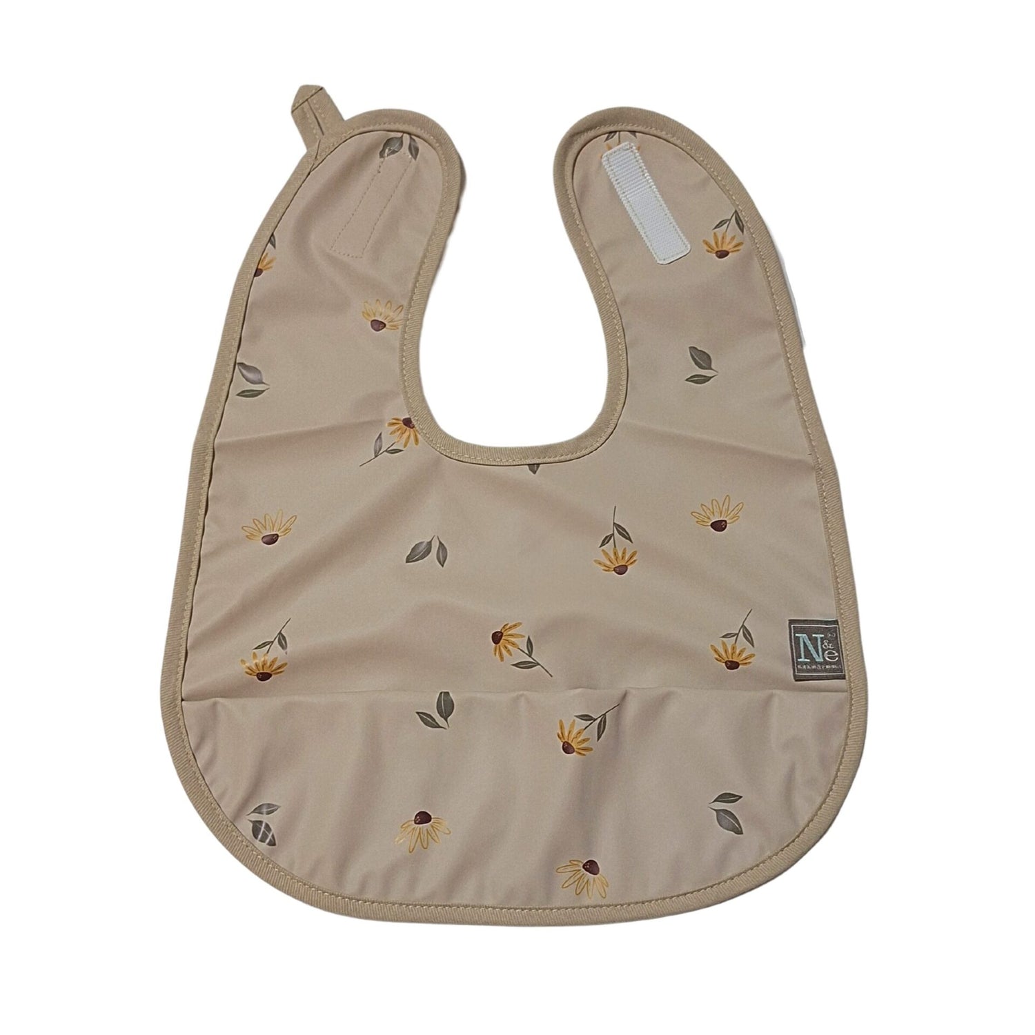 Nathan and Emma Sleeveless Baby Bib - Cream with Flowers