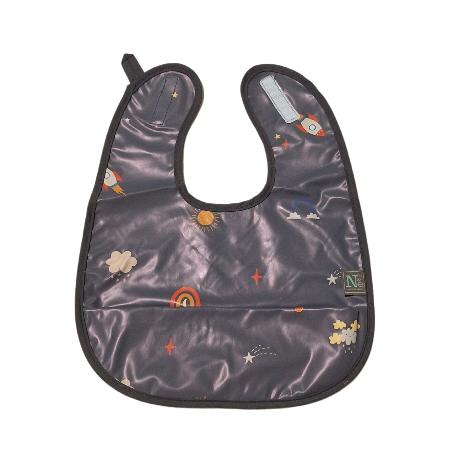 Nathan and Emma Sleeveless Baby Bib - Gray Universe