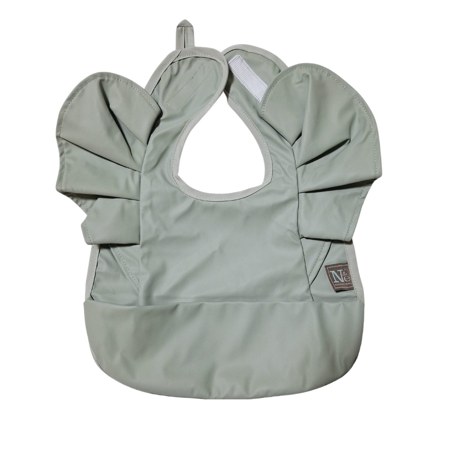 Nathan and Emma Ruffled Sleeveless Baby Bib - Sage Green