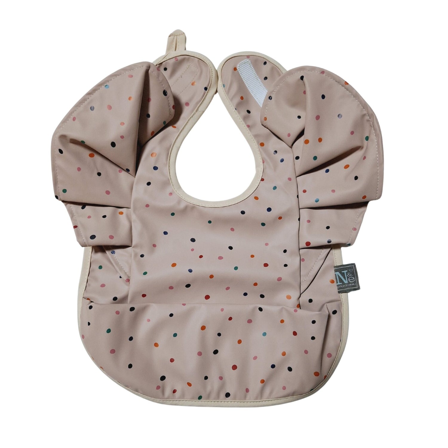 Nathan and Emma Ruffled Sleeveless Baby Bib - Pink with Dots