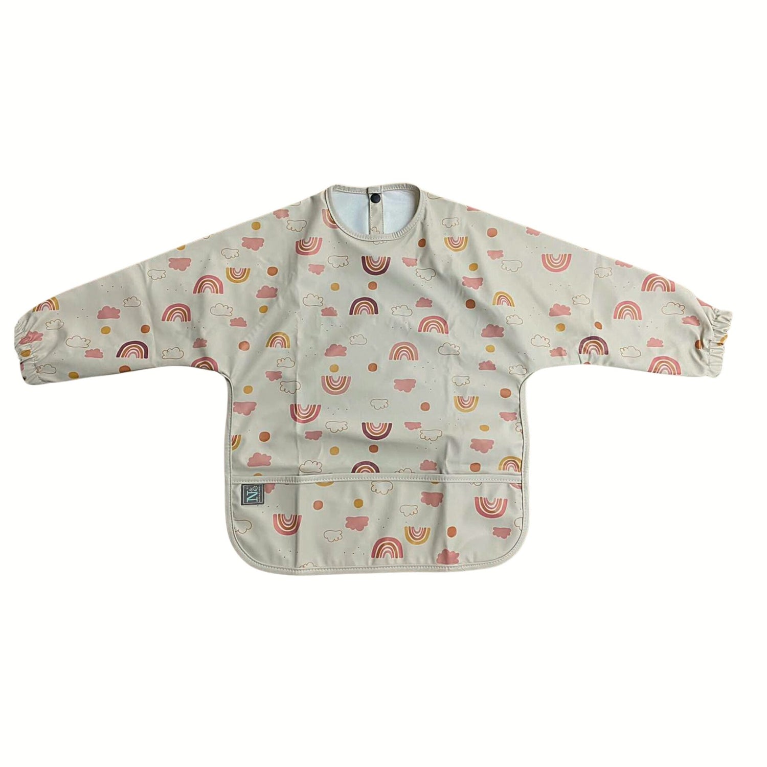 Nathan and Emma Long Sleeve Baby Bib with Wide Food Catcher - Rainbow Print