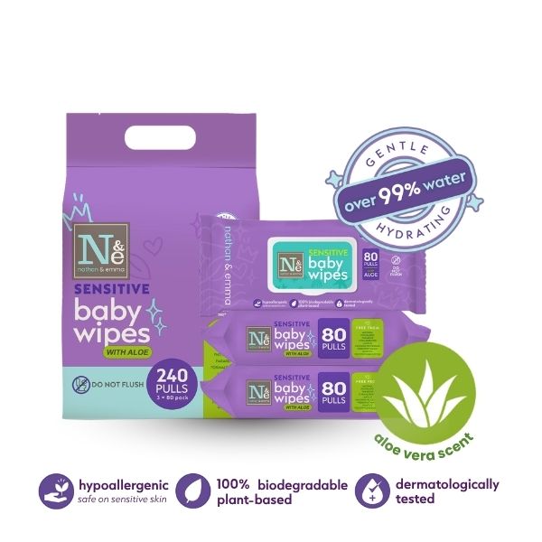 Nathan & Emma Sensitive Baby Wipes with Aloe 240 Pulls