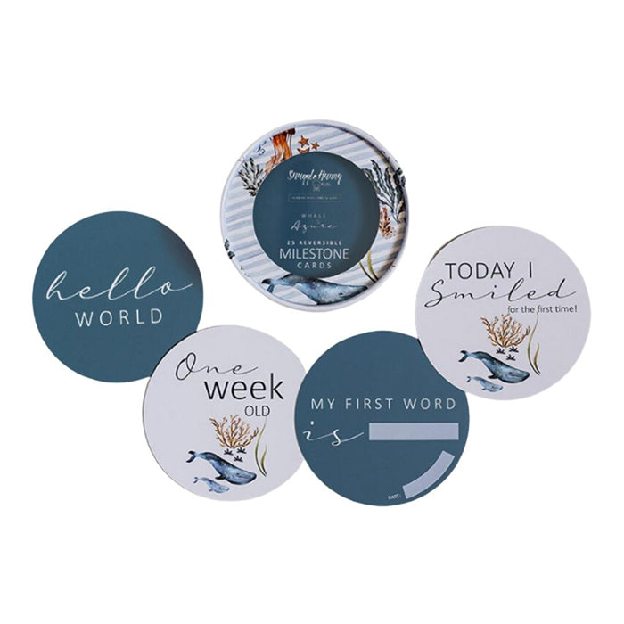 Snuggle Hunny Reversible Milestone Cards - Whale and Azure