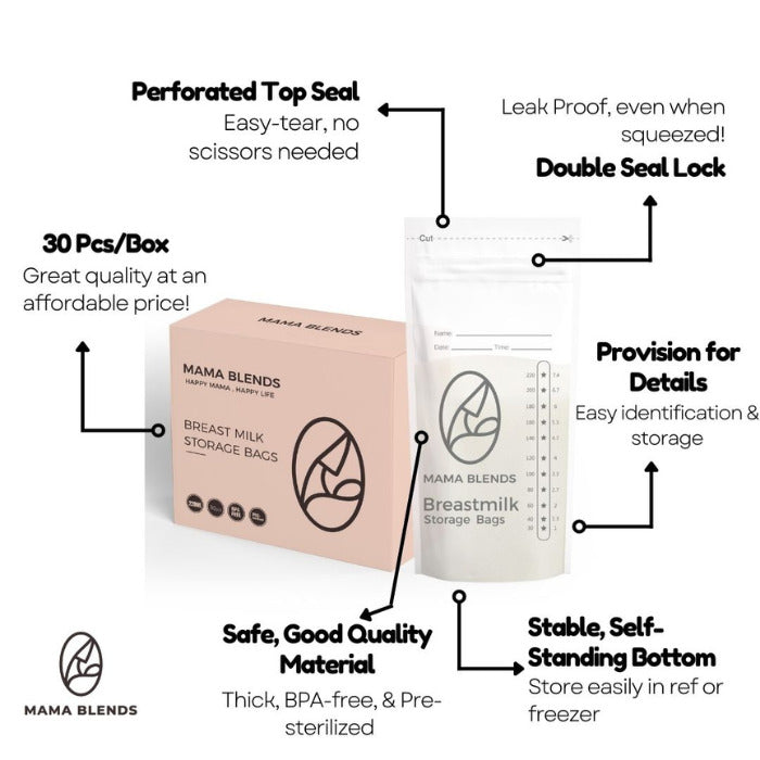Mama Blends Transparent Breastmilk Storage Bags