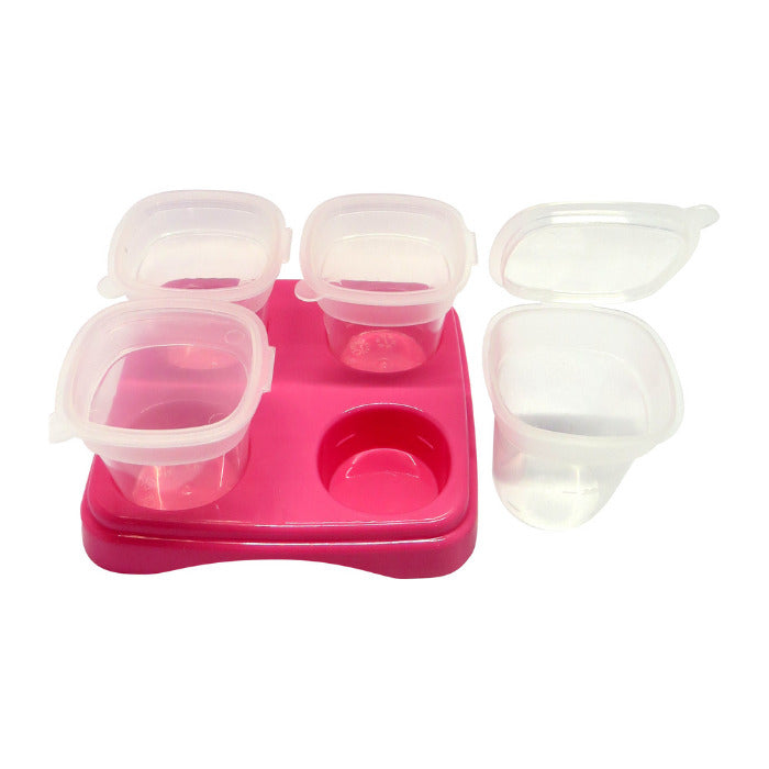 Bebeta Feeding Dish 4 Baby Food Freezer Cubes With Tray - Pink