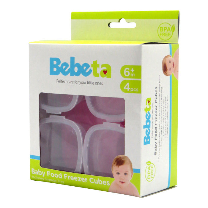 Bebeta Feeding Dish 4 Baby Food Freezer Cubes With Tray - Pink