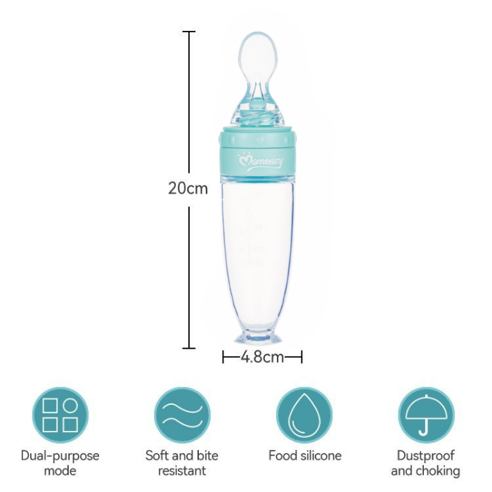 Momeasy Silicone Squeeze Feeder Bottle Spoon 3oz/90ml for 6+ Months BPA-Free - Green