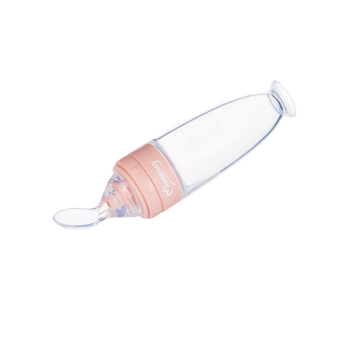 Momeasy Silicone Squeeze Feeder Bottle Spoon 3oz/90ml for 6+ Months BPA-Free - Pink