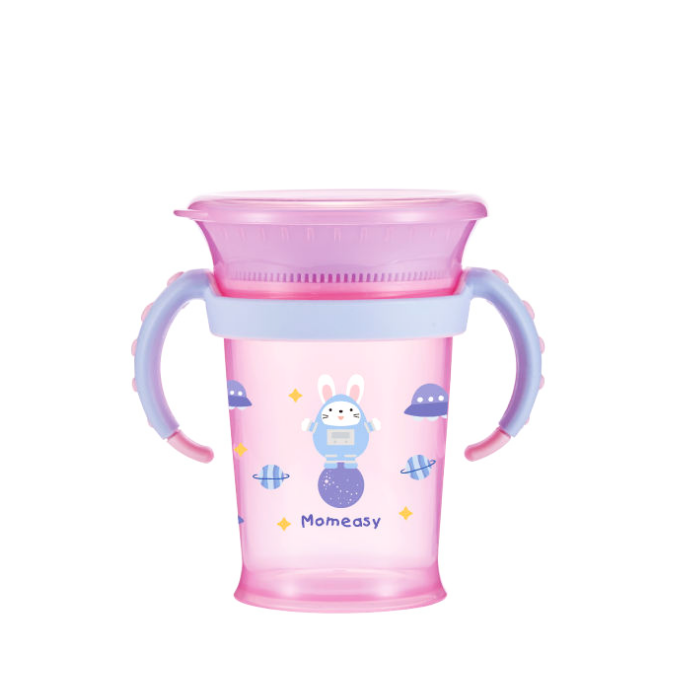 Momeasy Leak-Proof Baby Training Drinking Cup with Handle - Pink