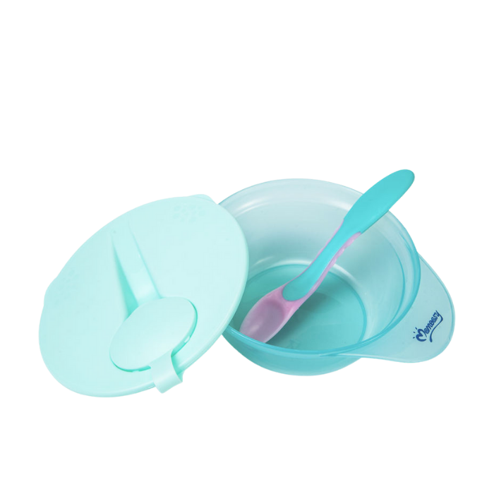 Momeasy Weaning Bowl and Heat Sensing Spoon for 6+ Months BPA-Free - Blue
