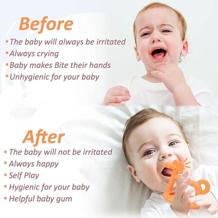 Momeasy 1pc Silicone Horse Teether Soother Toy with Case BPA-Free  - Orange