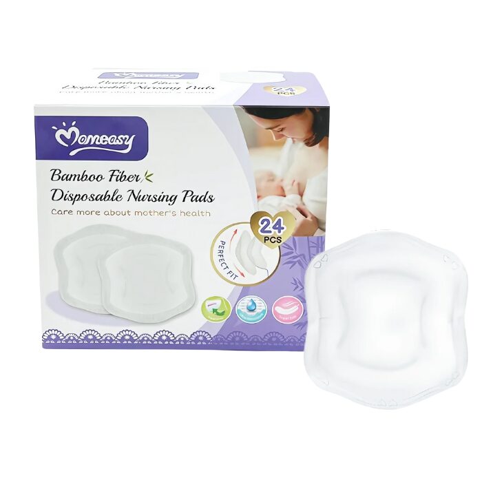 Momeasy Disposable Breastfeeding Nursing Breast Pads Soft and Absorbent Bamboo Fiber - 24pcs