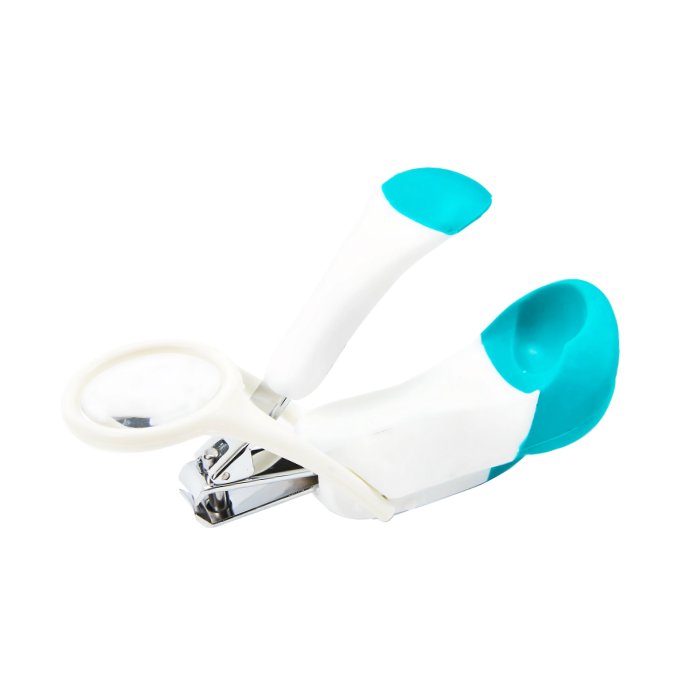 Momeasy Nail Clipper with Foldable Magnifier for Newborn, Baby, Toddler and Children - Blue Green