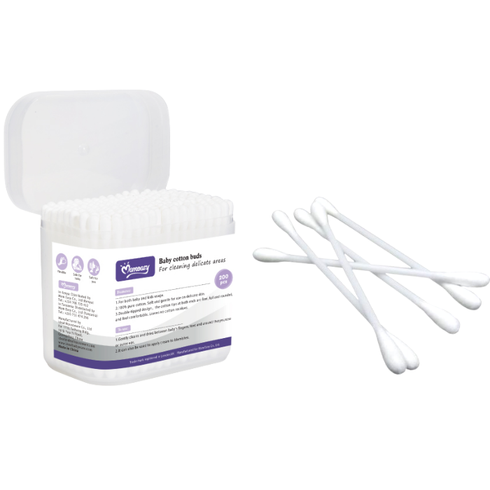 Momeasy 200pcs Soft Gentle Baby Cotton Buds with Storage