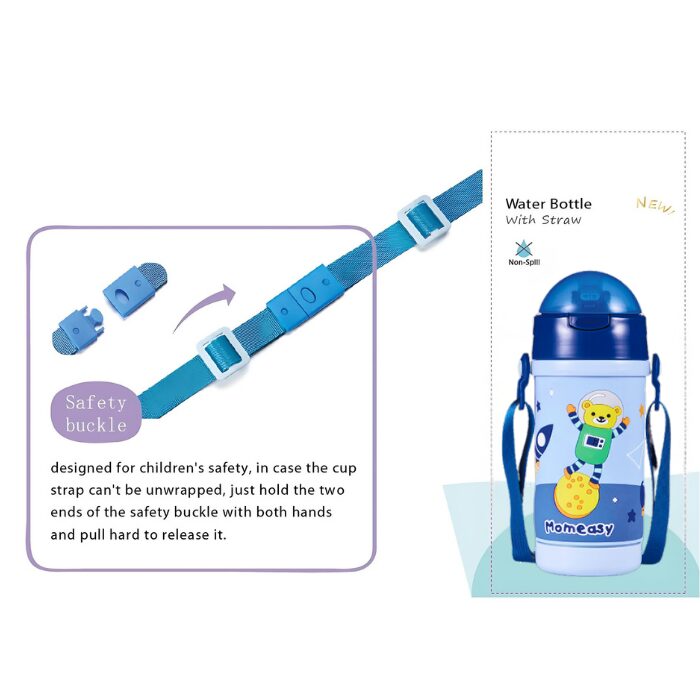 Momeasy Push Button Lid Sling-On Sippy Bottle 3D Design (400ml)  - Cosmo Bear Adventure