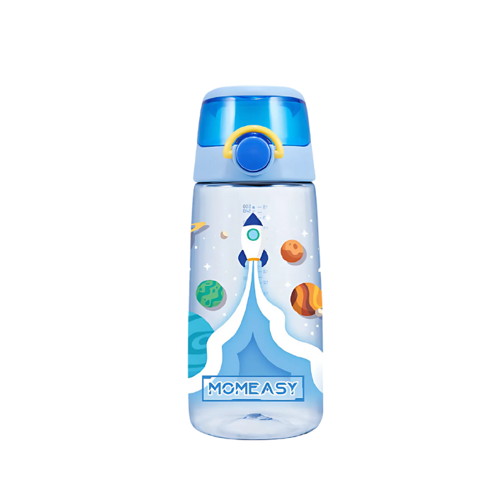Momeasy Push Button Lid with Lock Drinking Bottle Water (550ml)  - Blue
