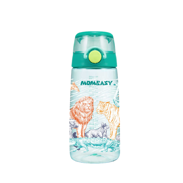 Momeasy Push Button Lid with Lock Drinking Bottle Water (550ml)  - Green