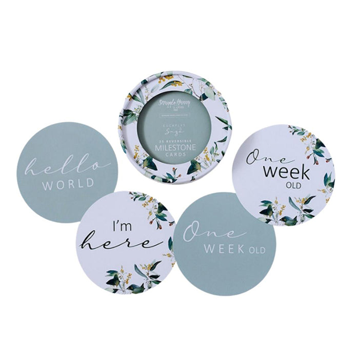 Snuggle Hunny Reversible Milestone Cards - Eucalypt and Sage