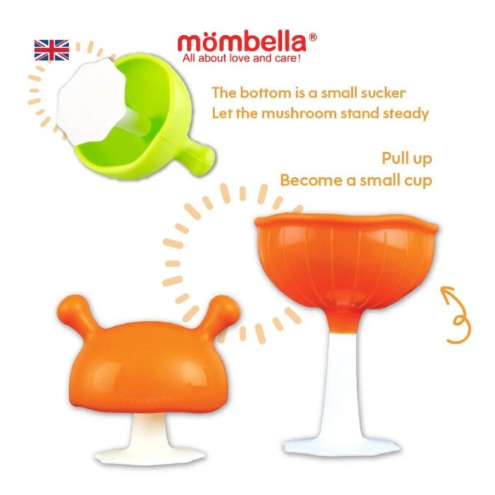 Mombella Mushroom Soothing Teether - Orange