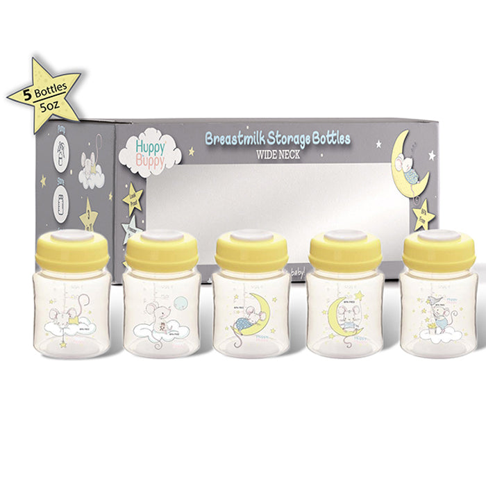 Huppy Buppy Wide Neck Milk Storage Bottle 150ml (5 Pieces)