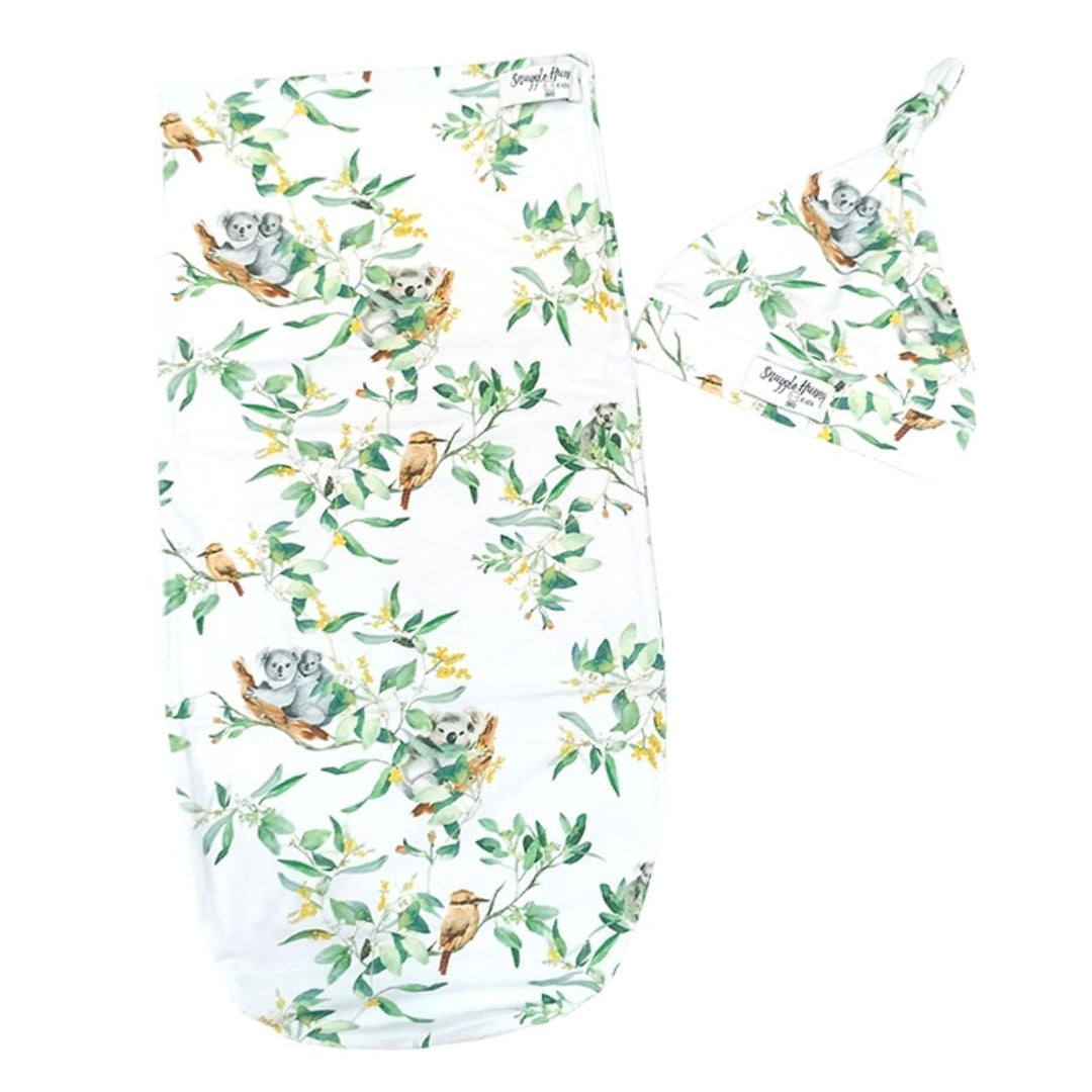 Snuggle Hunny Swaddle and Beanie Set - Eucalypt