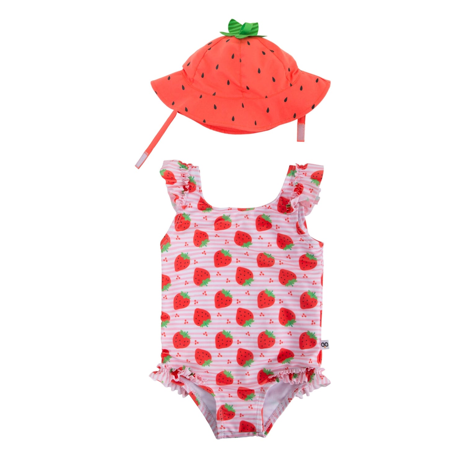 Zoocchini Girl Snap Swimsuit and Sunhat Set - Strawberry