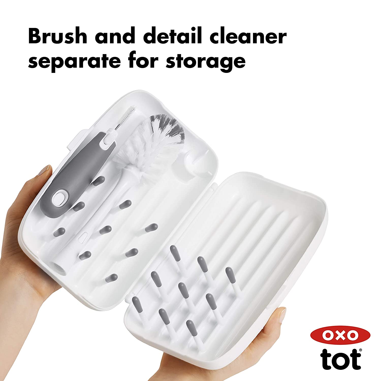 Oxo Tot On-the-Go Drying Rack and Bottle Brush - Gray