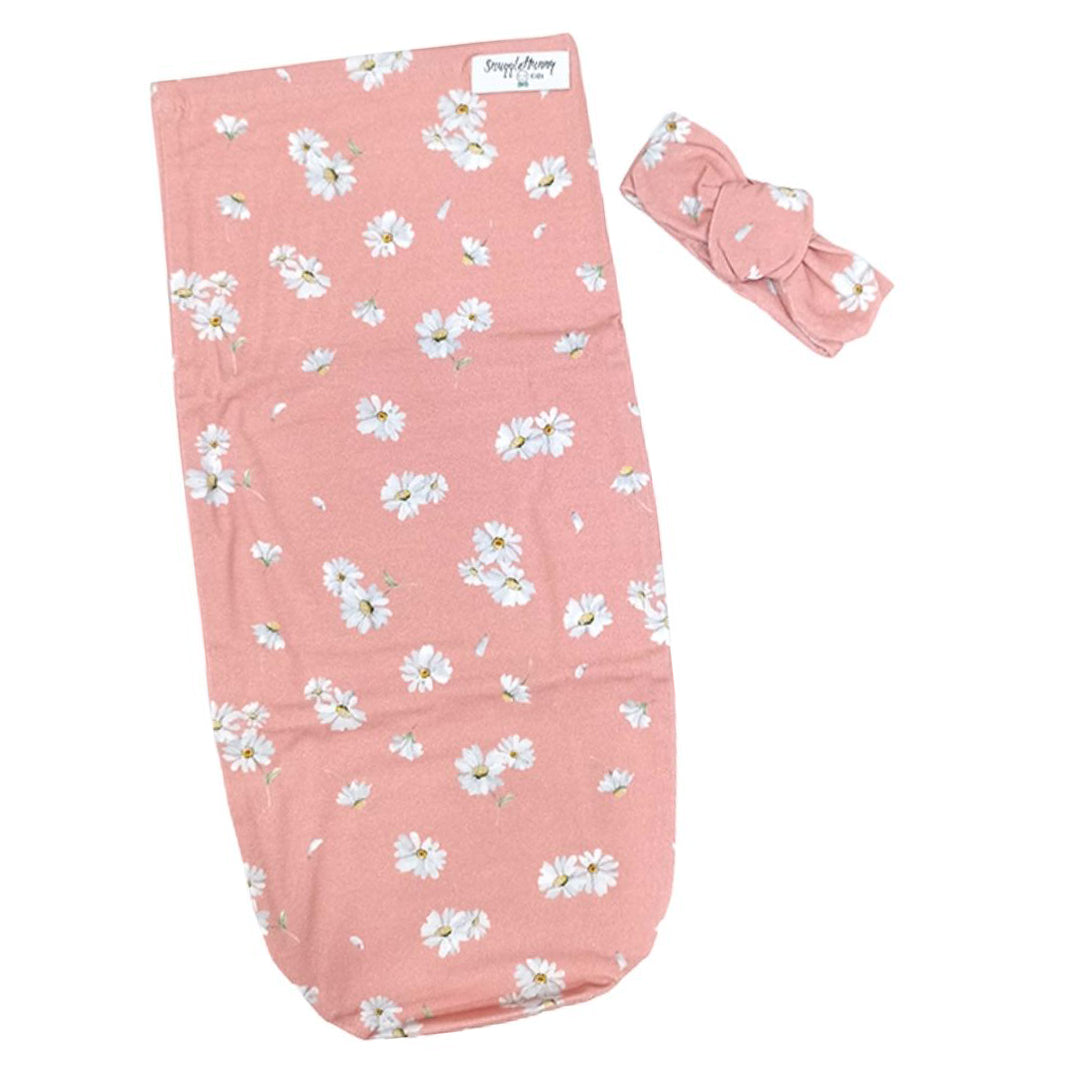 Snuggle Hunny Swaddle and TopKnot set - Daisy