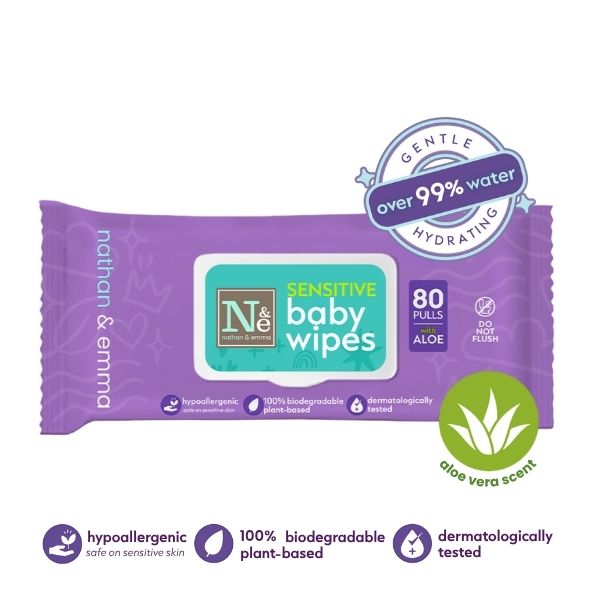 Nathan & Emma Sensitive Baby Wipes with Aloe 80 Pulls