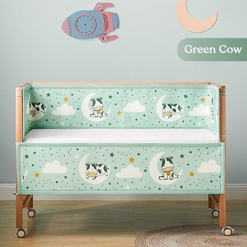 Kub Baby Crib Bumper Pads (38x24) - Green Cow