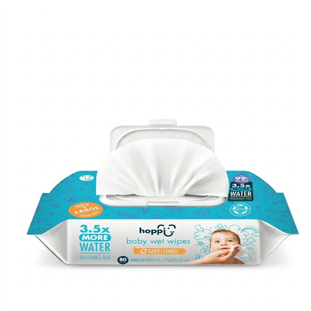 Hoppi 99% Water Wipes 80 sheets (Single Pack)